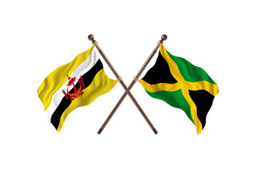 Brunei Versus Jamaica Two countries Flags background