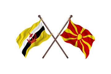Brunei Versus Macedonia Two countries Flags background