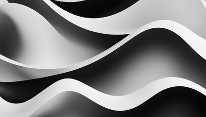 Fototapeta premium Elegant Monochrome Waves Abstract Fusion of Black and White in Smooth Undulating Patterns 