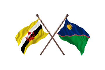 Brunei Versus Namibia Two countries Flags background