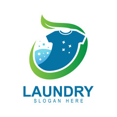 Creative laundry service logo design template.