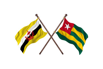 Brunei Versus Togo Two countries Flags background