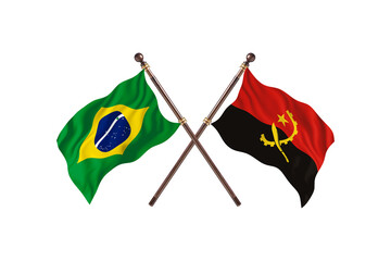 Brazil Versus Angola Two countries Flags background