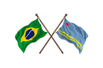 Brazil Versus Aruba Two countries Flags background