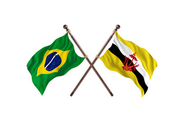 Brazil Versus Brunei  Two countries Flags background