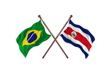 Brazil Versus Costa Rica Two countries Flags background