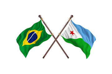 Brazil Versus Djibouti Two countries Flags background