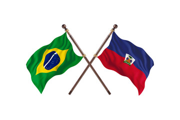 Brazil Versus Haiti Two countries Flags background