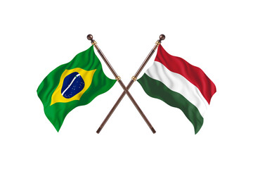 Brazil Versus Hungary Two countries Flags background