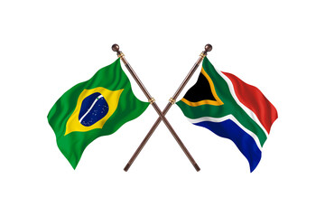 Brazil Versus South Africa Two countries Flags background