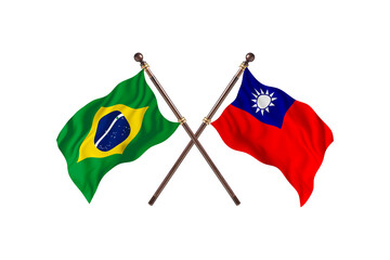 Brazil Versus Taiwan Two countries Flags background