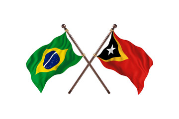 Brazil Versus Timor-Leste Two countries Flags background