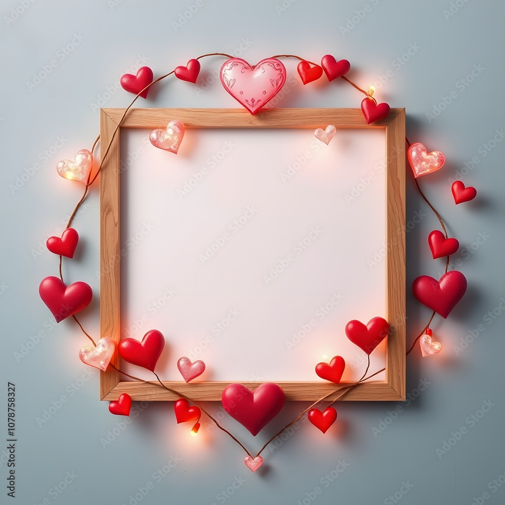 Poster aesthetic empty poster frame with beautiful heart background for creative design projects and art di