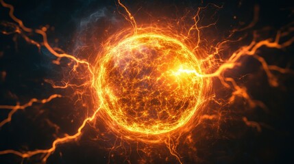 Fototapeta premium A Powerful Abstract Sphere of Lightning