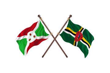 Burundi Versus Dominica Two countries Flags background