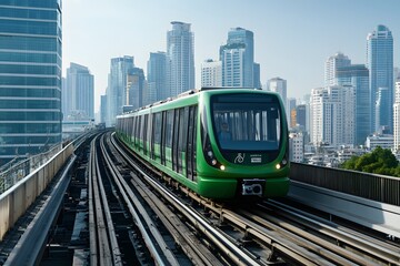 Fototapeta premium Eco-Friendly Transport in Modern Cityscape
