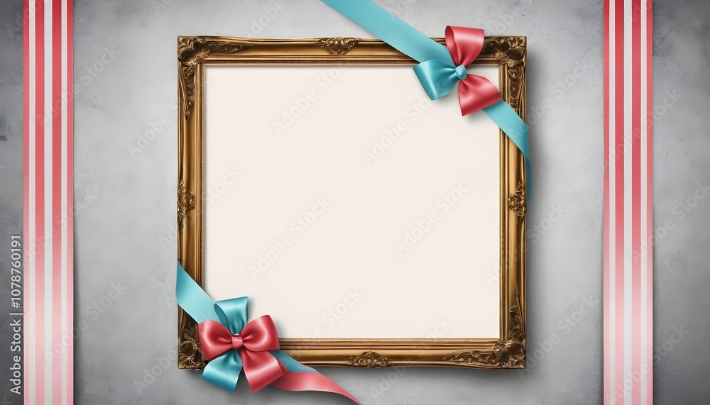 Aufkleber Empty Poster Frame on a Beautiful Ribbon Background Perfect for Displaying Artwork or Announcements in Creative Projects