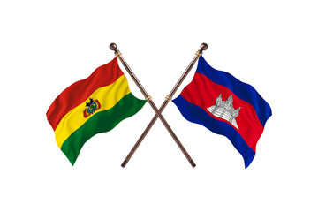Bolivia Versus Cambodia  Two countries Flags background