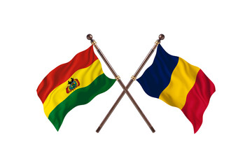 Bolivia Versus Chad  Two countries Flags background