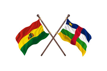 Bolivia Versus Central African Republic  Two countries Flags background