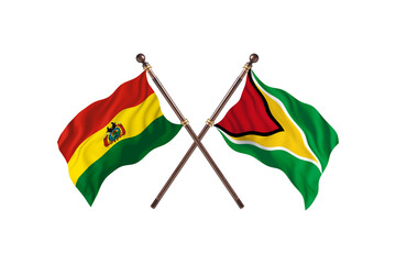 Bolivia Versus Guyana  Two countries Flags background