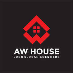 AW WA Real estate house logo vector image