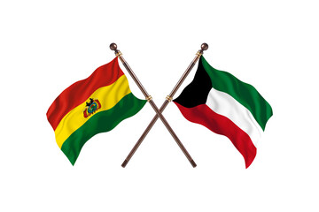 Bolivia Versus Kuwait  Two countries Flags background