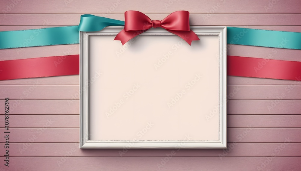 Poster empty poster frame with a beautiful ribbon background for creative and promotional uses