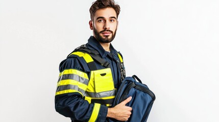 Portrait of a Paramedic with a Backpack
