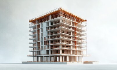 building tower under construction, industrial development, construction site engineering