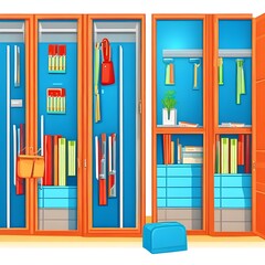 Classroom lockers vector illustration