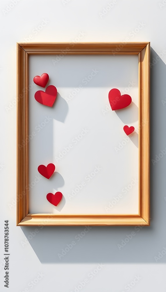 Poster empty poster frame with beautiful heart background for creative design projects and displays