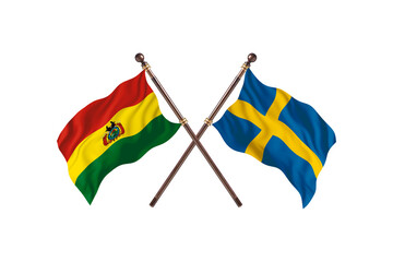 Bolivia Versus Sweden  Two countries Flags background