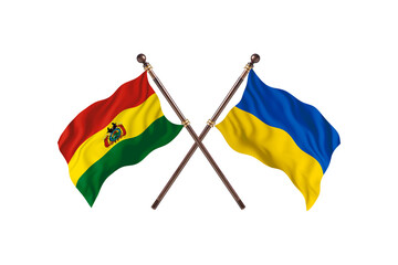 Bolivia Versus Ukraine  Two countries Flags background