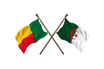 Benin Versus Algeria  Two countries Flags background