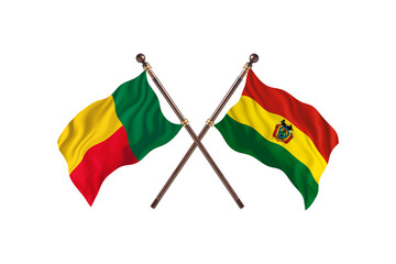 Benin Versus Bolivia  Two countries Flags background