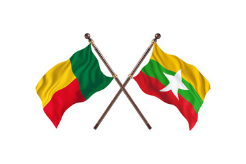 Benin Versus Burma  Two countries Flags background