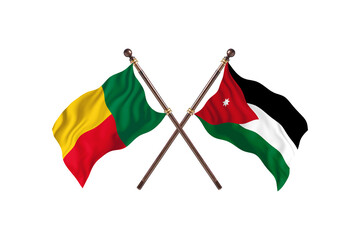 Benin Versus Jordan  Two countries Flags background