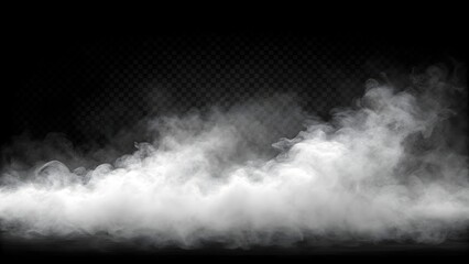 White Fog Template on Dark Background, Dark Transparent Background with White Fog Effect
