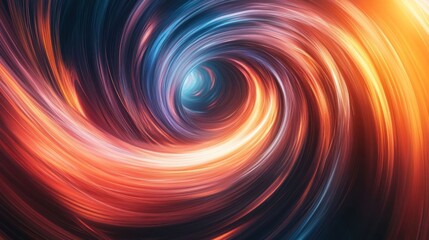 Obraz premium Abstract swirling vortex of light and color in orange, blue, and white.