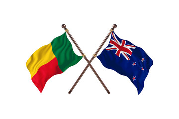 Benin Versus New Zealand  Two countries Flags background