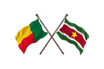 Benin Versus Suriname  Two countries Flags background