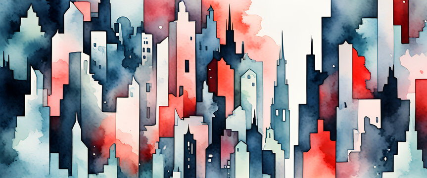 illustrazione sfondo con edifici e costruzioni astratti a tema geometrico surreale