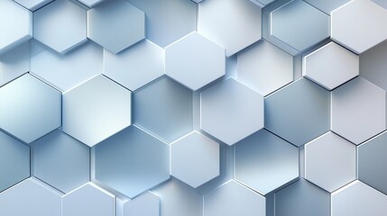 Naklejka premium Abstract Background of Glossy Hexagonal Shapes in Soft Blue Tones Creating a Modern and Minimalist Aesthetic for Design or Creative Projects