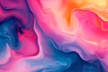 Obraz premium Abstract Liquid Swirls in Blue, Pink, and Yellow Illustration