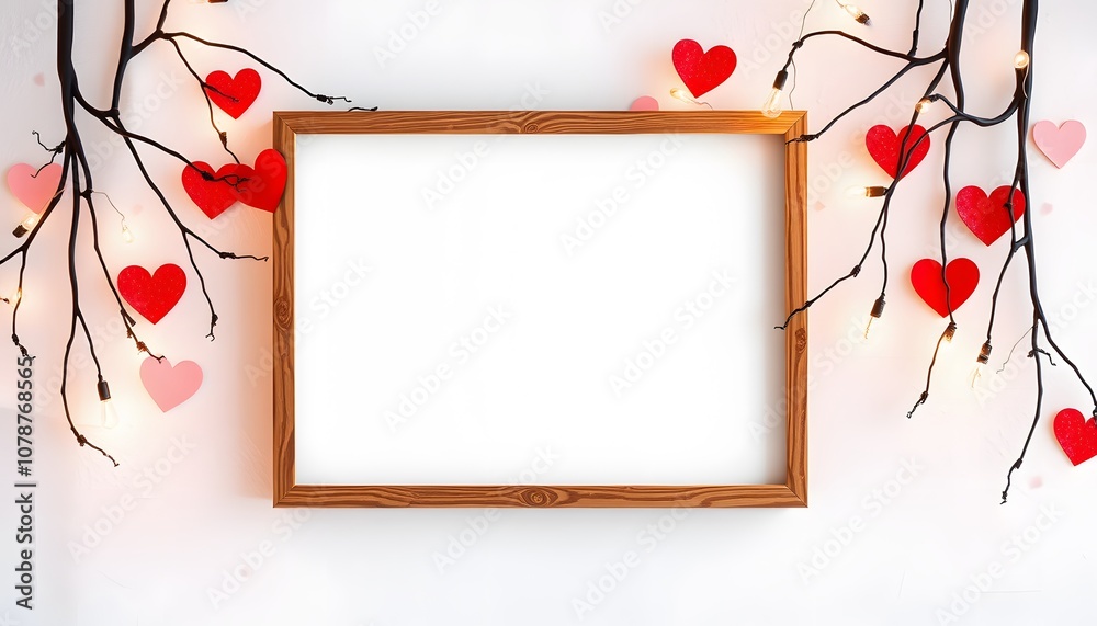 Poster a beautiful heart background featuring an empty poster frame perfect for inspirational quotes and ar