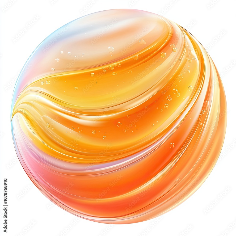 Poster a vibrant amber swirl design with smooth gradient and glossy finish captured in bright light