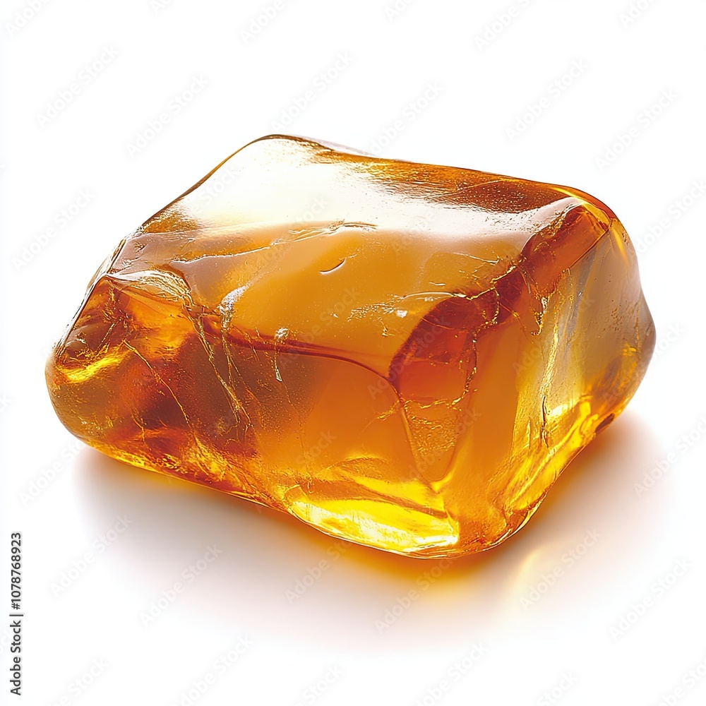 Poster amber resin glows beautifully, highlighting its texture and warm color in a minimal setting