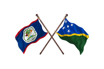 Belize Versus Solomon Islands  Two countries Flags background