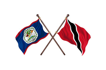 Belize Versus Trinidad and Tobago  Two countries Flags background